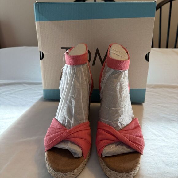 NWT In Box Marisela Toms Wedge Slubby Woven Sandal Size 7.5 Shell Pink - Picture 7 of 9